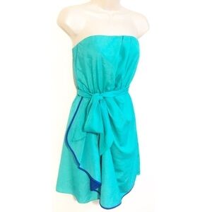 🆕 Express strapless turquoise blue mini dress 4